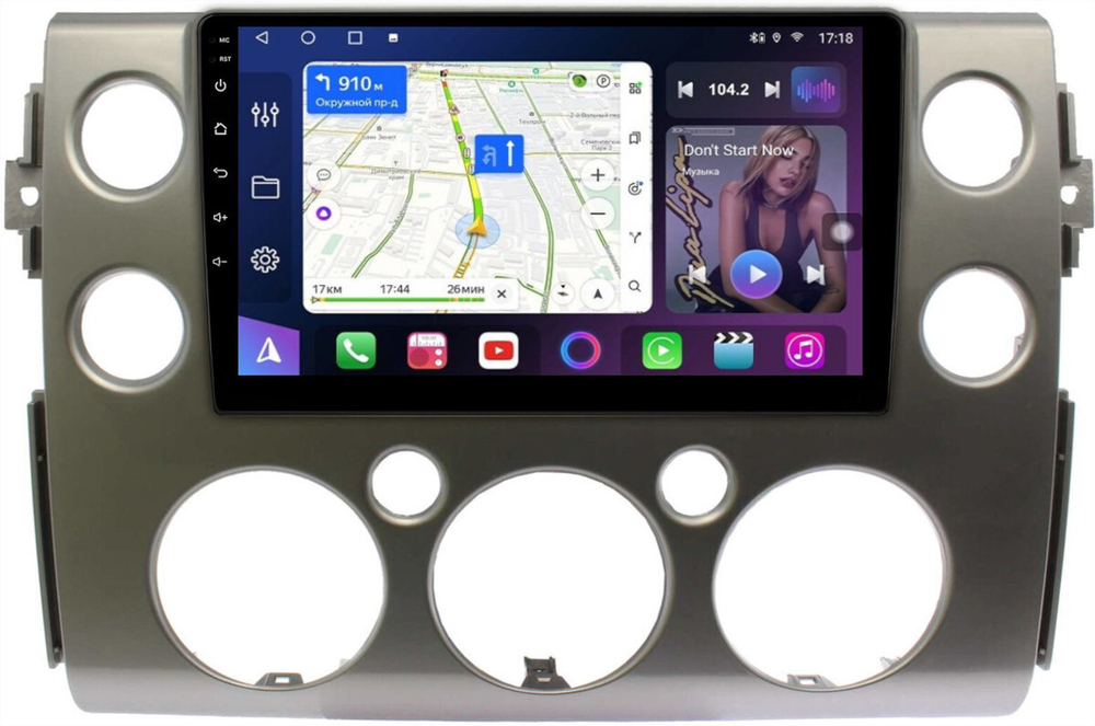 Магнитола для Toyota FJ Cruiser 2005-2022 (рамка серая) - FarCar 9543S монитор 9" QLED на Android 13, 8-ядер, CarPlay, 4G SIM-слот