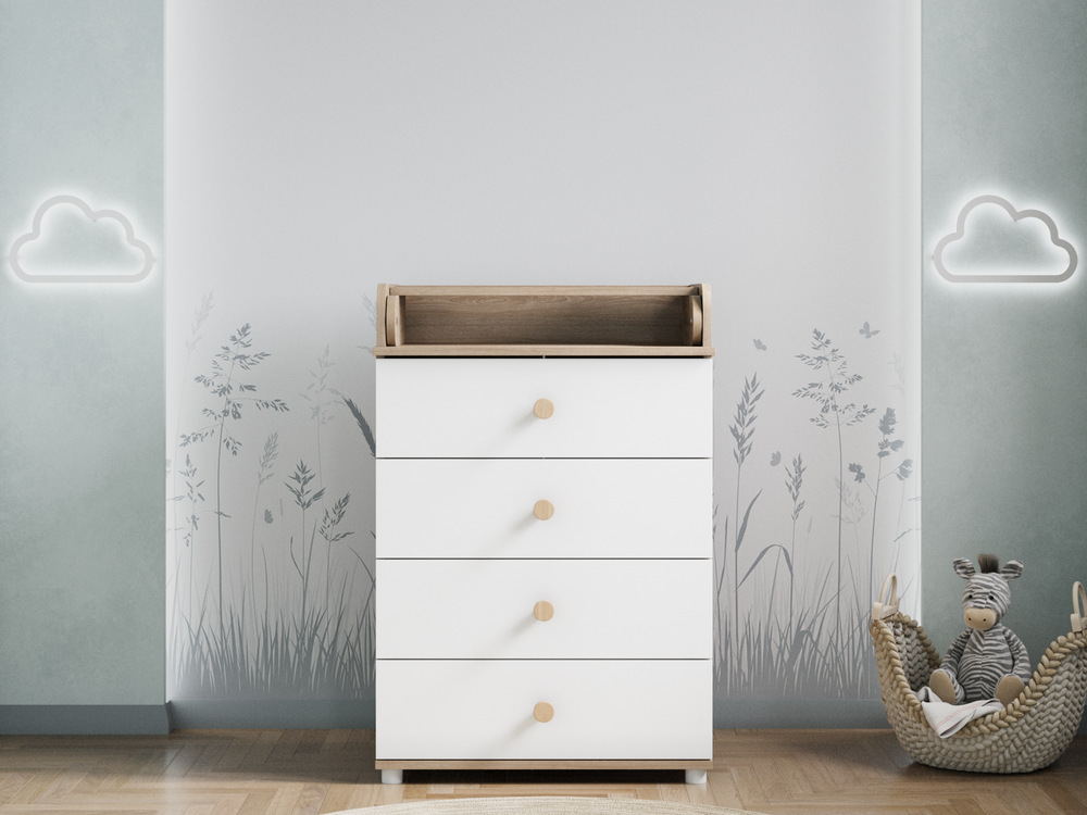 Детский комод Compact с пеленальным столиком цвет белый/дуб