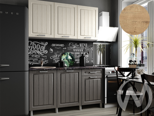 Кухня Лаура 1.5м (корпус белый/клен кремовый; клен серый) 38мм дуб бунратти