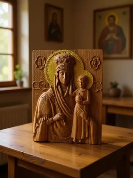 Освященная Икона Божией Матери «Призри на смирение" из дуба