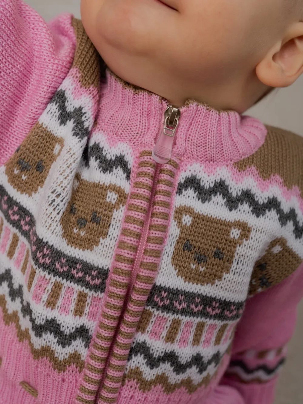 Вязаный комбинезон для новорожденных и малышей на молнии