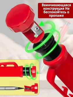 Карандаш строительный с точилкой, с комплектом грифелей.