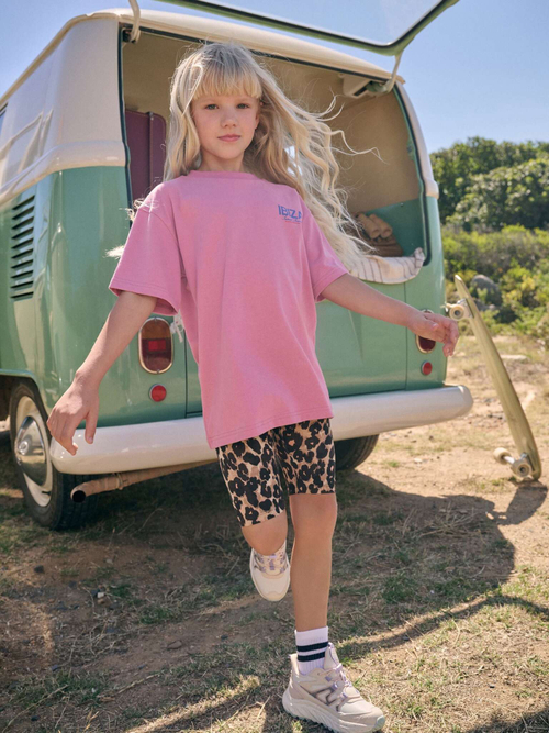 Футболка и шорты-велосипедки в комплекте для девочки Next AM0-411, Розовый, Коричневый