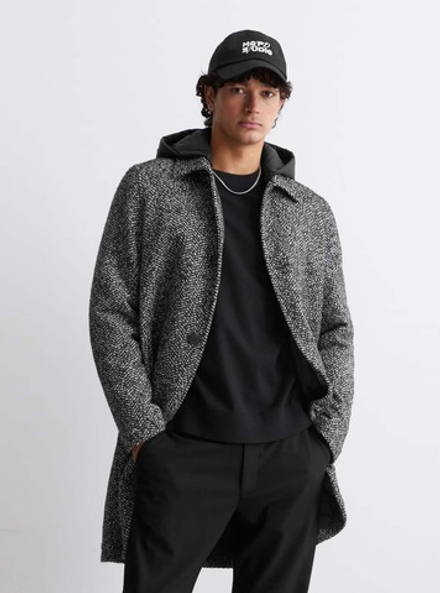 Мужское пальто с капюшоном (серое) С5