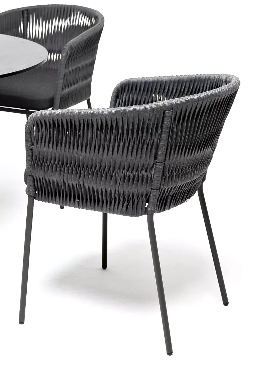 "Диего" обеденная группа на 4 персоны со стульями "Бордо" плетения колос, столешница "серый гранит"