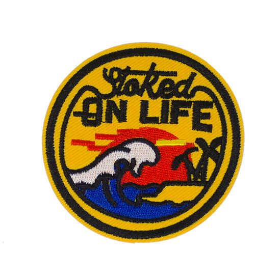 Нашивка термоаппликация на одежду и на рюкзак. Stoked on life, Волны, Серфинг