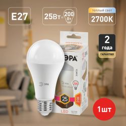 Лампа светодиодная ЭРА STD LED A65-25W-827-E27 25Вт груша теплый белый свет Е27