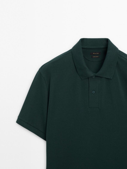Massimo Dutti Поло из рельефного хлопкового пике, цвет мха