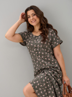 Платье П-032/хаки-цветыветочка