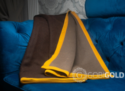 Одеяло тканое шерстяное из яка (Монголия) 150х200 см. - коричневое-серое (2-х стороннее)