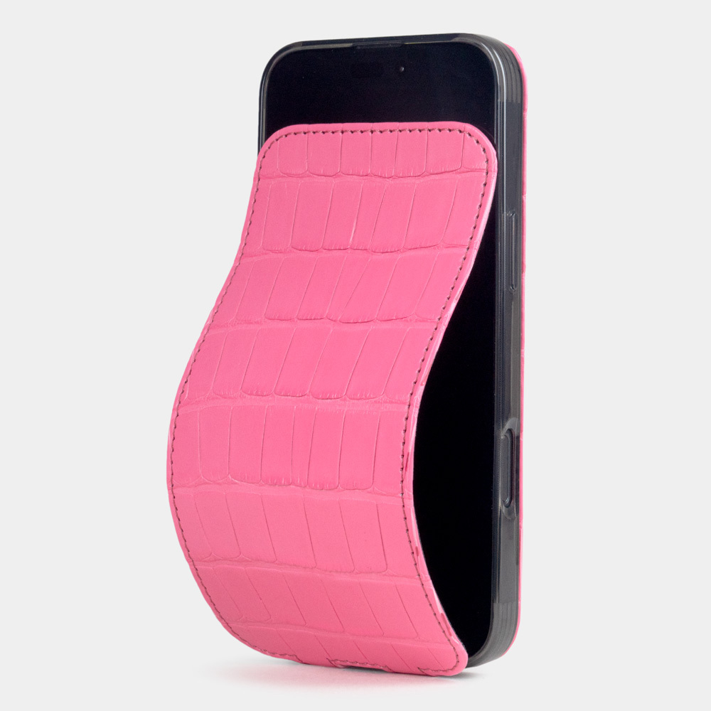 Чехол iPhone 16 Pro Max натуральная кожа аллигатора, розового цвета
