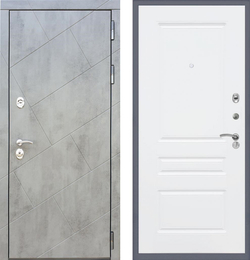 Входная металлическая дверь  с зеркалом RеX (РЕКС) 22 Бетон темный / ФЛ-243 Силк сноу (белая матовая,без текстуры)