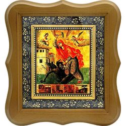 Марина (Маргарита) Антиохийская Святая, побивающая беса. Копия старинной иконы.