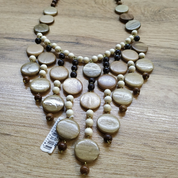 Колье Марго 9 подвесов диски, дерево, цвет ассорти, 62 см