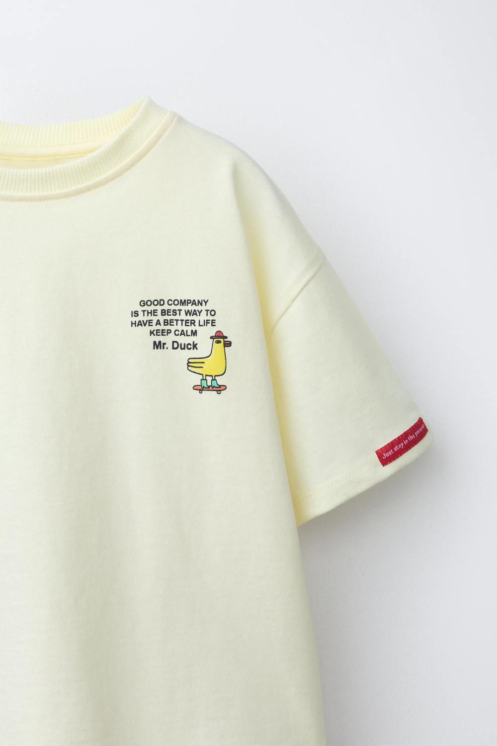 ZARA ФУТБОЛКА С НАДПИСЬЮ, ПАСТЕЛЬНО-ЖЕЛТЫЙ