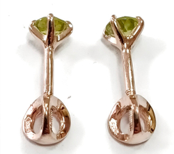 Серьги ювелирные из серебра с позолотой,вставка хризолит.