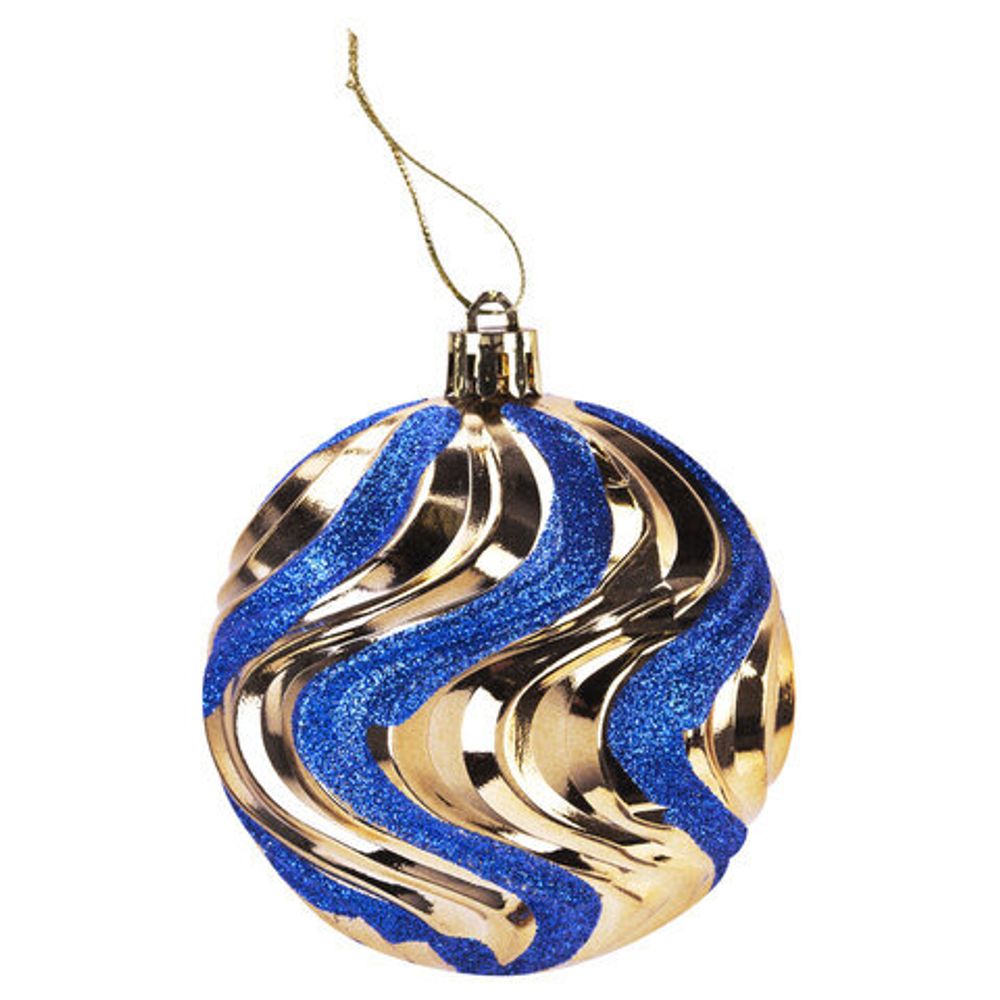 Шары елочные 16 шт., 8 см, "Blue&Gold", пластик, золото/синий, ЗОЛОТАЯ СКАЗКА, 592454