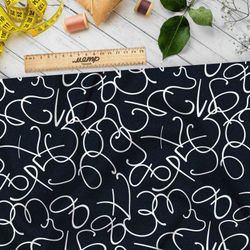 Ткань флис белые цифры на черном фоне