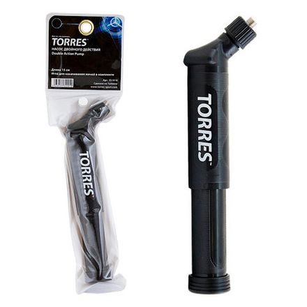 Насос TORRES двойного действия, SS1016, 15 см, пластик, с бок.горлов., игла (7 мм), черный