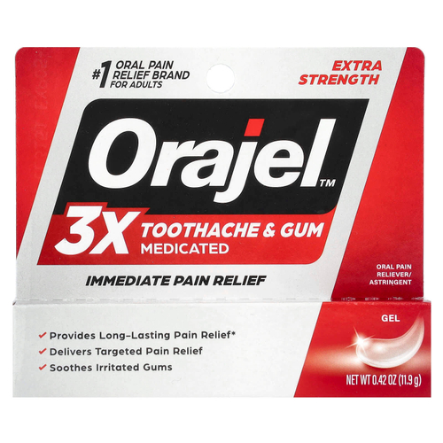 Orajel, Мгновенный обезболивающий гель, 3-кратное средство от зубной боли и десен, 11,9 г (0,42 унции)