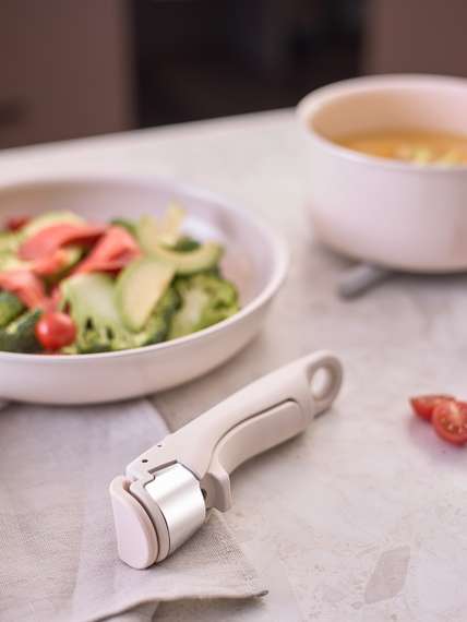 Набор посуды для приготовления со съемной ручкой smart ceramic, 7 предметов, молочный