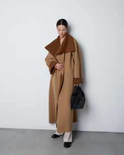 Пальто двустороннее из шерсти Берберри кэмел/бежевый