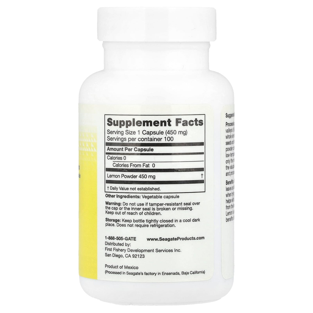 Seagate, Лимон, 450 мг, 100 растительных капсул