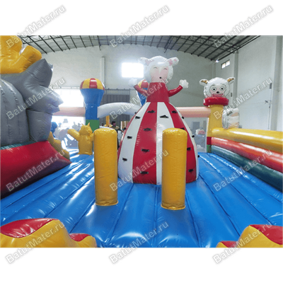 Надувной батут с крышей "Злой страшный серый волк"