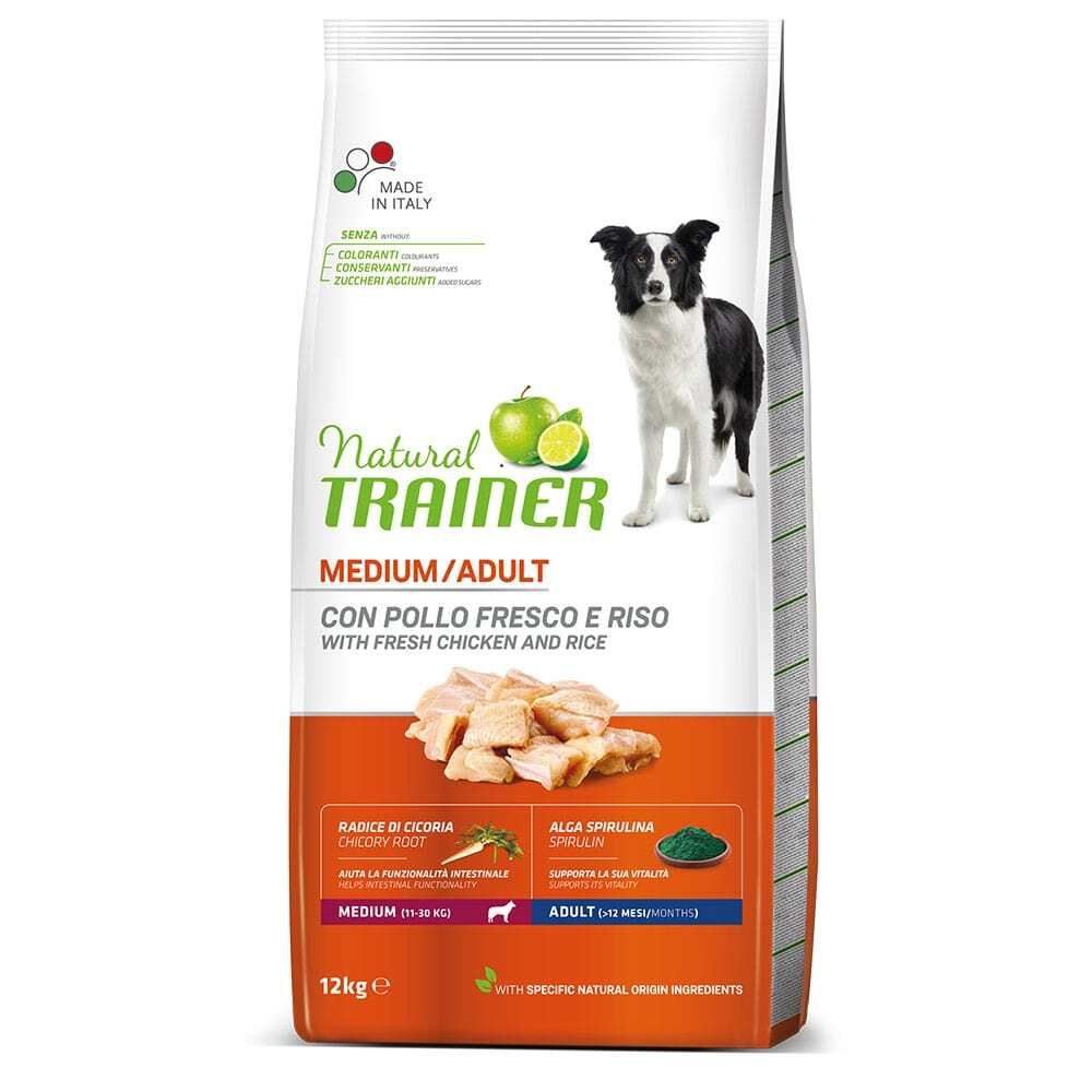 Сухой корм Trainer Natural Medium Adult для взрослых собак средних пород с курицей и рисом 12 кг