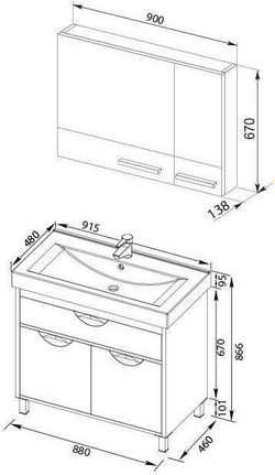 Мебель для ванной Aquanet Гретта 90 венге (камерино)