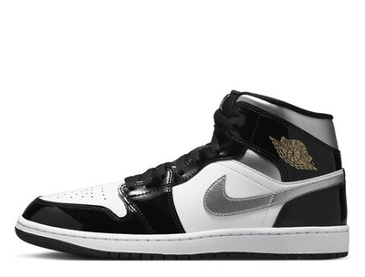 Баскетбольные кроссовки Air Jordan 1 Mid SE Black/Metallic Silver-White shoes