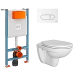 Унитаз подвесной VitrA Normus 9773B003-7207 белый, с инсталляцией, с крышкой микролифт, кнопка белая