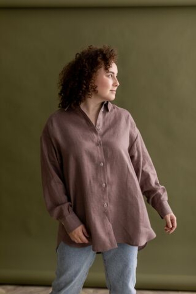 Рубашка Оверсайз изо льна цвета латте