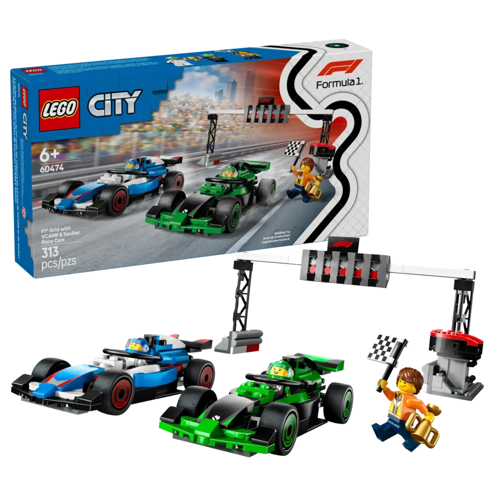 Конструктор LEGO City 60474 Сетка F1 с гоночными автомобилями CARB и Sauber