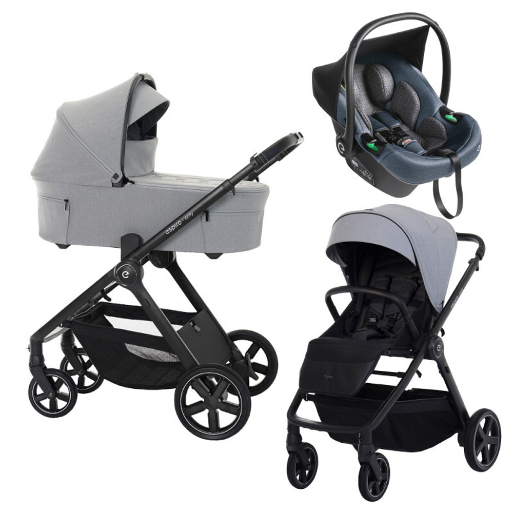 Детская коляска 3 в 1 Espiro Only 2025 и автокресло Pi Gray blue 407 monument gray / Серый/синий (Gray blue 103)