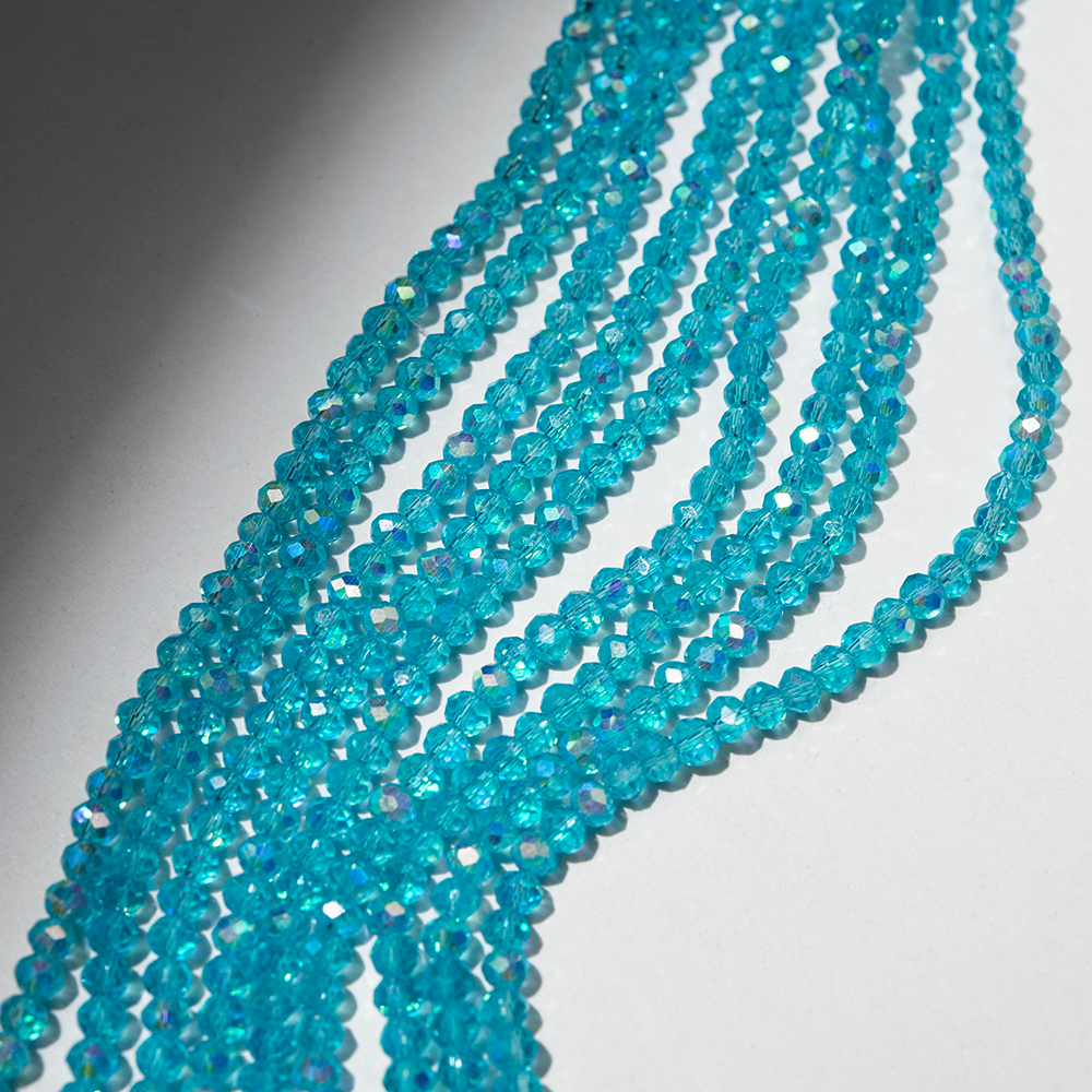 Хрустальные бусины "Марказит" с эффектом иризации, оттенок "Голубой", 4,3*3,5мм, рондель