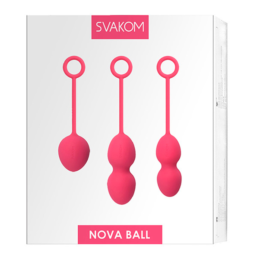 Набор розовых вагинальных шариков со смещенным центром тяжести Svakom Nova Ball Weighted Kegel with Cord Set SSYB-01-PMR