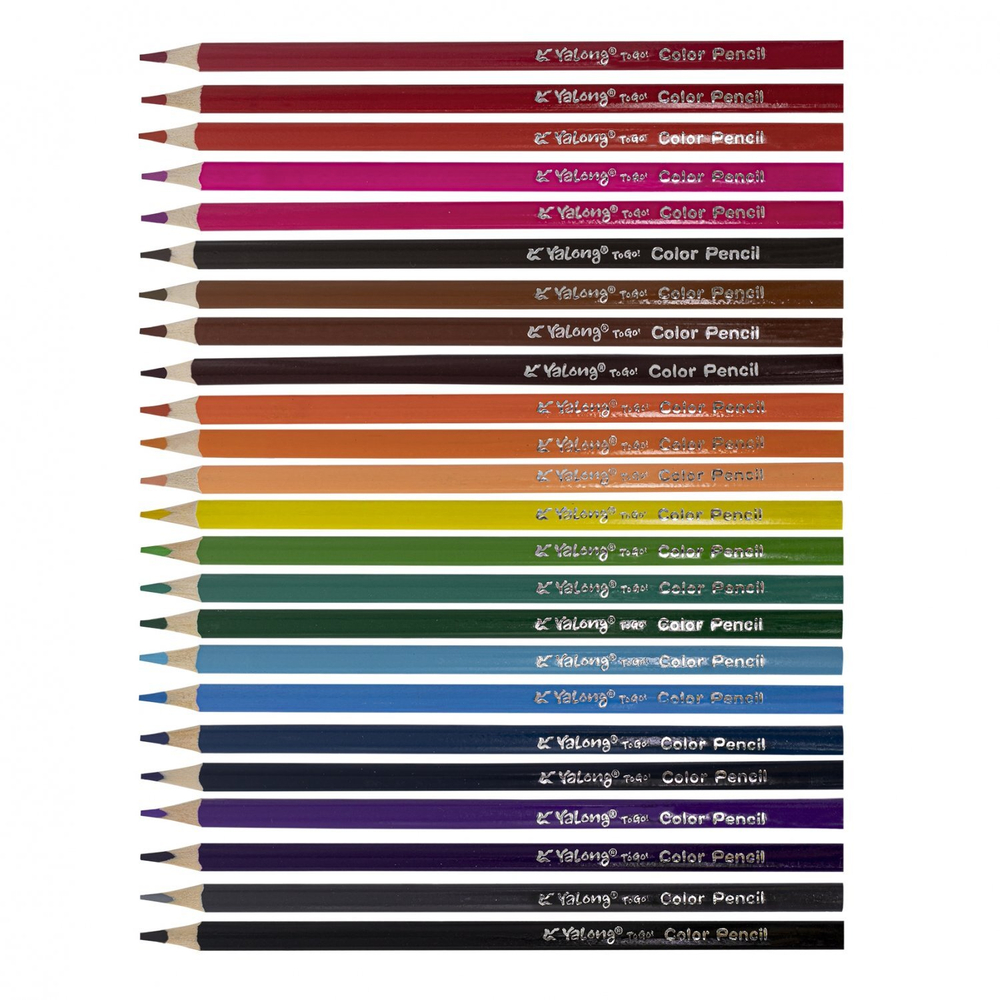 Карандаши цветные Yalong 24 цв., "Единорог" деревянные, трехгранные, заточнные, грифель 3.0 мм, картон. уп., европодвес