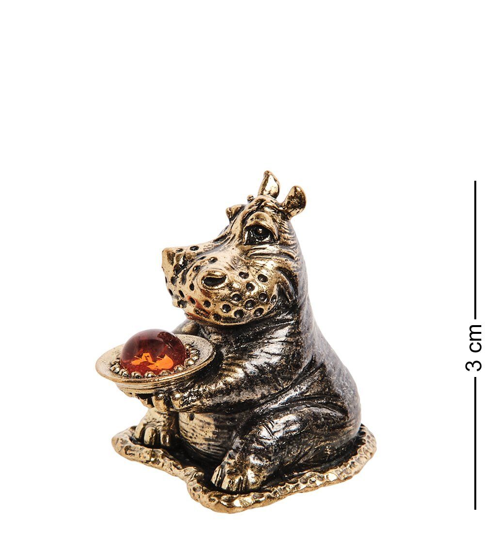 Народные промыслы AM-2796 Фигурка «Бегемот праздник» (латунь, янтарь)