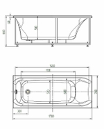 Акриловая ванна Aquatek Альфа 170x70 ALF170-0000066 без гидромассажа с фронтальной панелью с каркасом (разборный) со слив-переливом (справа)