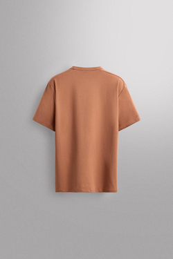 ZARA ФУТБОЛКА ИЗ ВЫСОКОТЕХНОЛОГИЧНОЙ СМЕСИ ХЛОПКА, ЧЕРЕПИЧНЫЙ