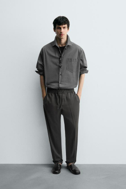 ZARA БРЮКИ-ДЖОГГЕРЫ КОМФОРТНОЙ ПОСАДКИ, ТЕМНО-ЗЕЛЕНЫЙ