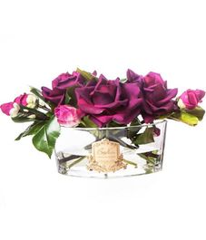 Красный букет роз в прозрачной овальной вазе, Cote Noire