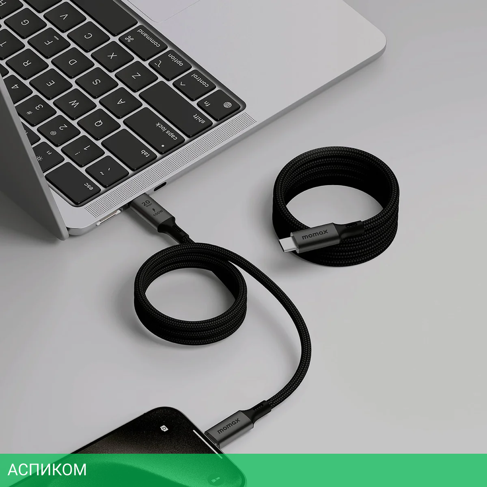 Кабель Momax Mag.Link DC51D USB-C/USB-C 1м Black