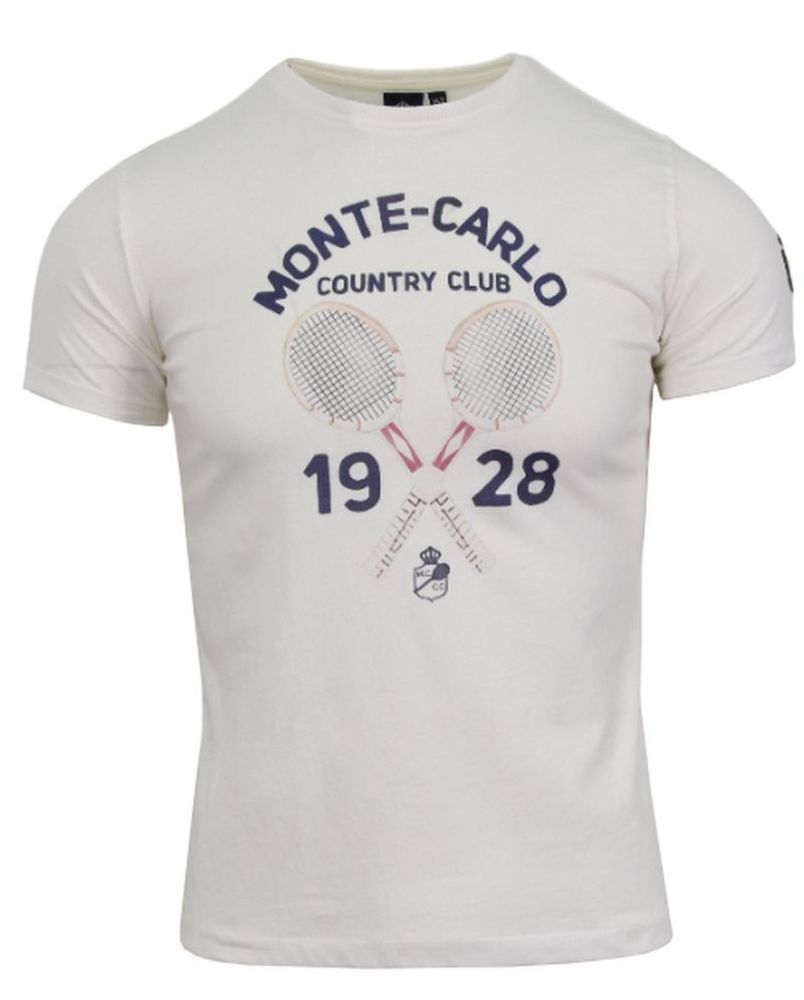 Футболка для мальчика теннисная Monte-Carlo Country Club Print Logo - молочный