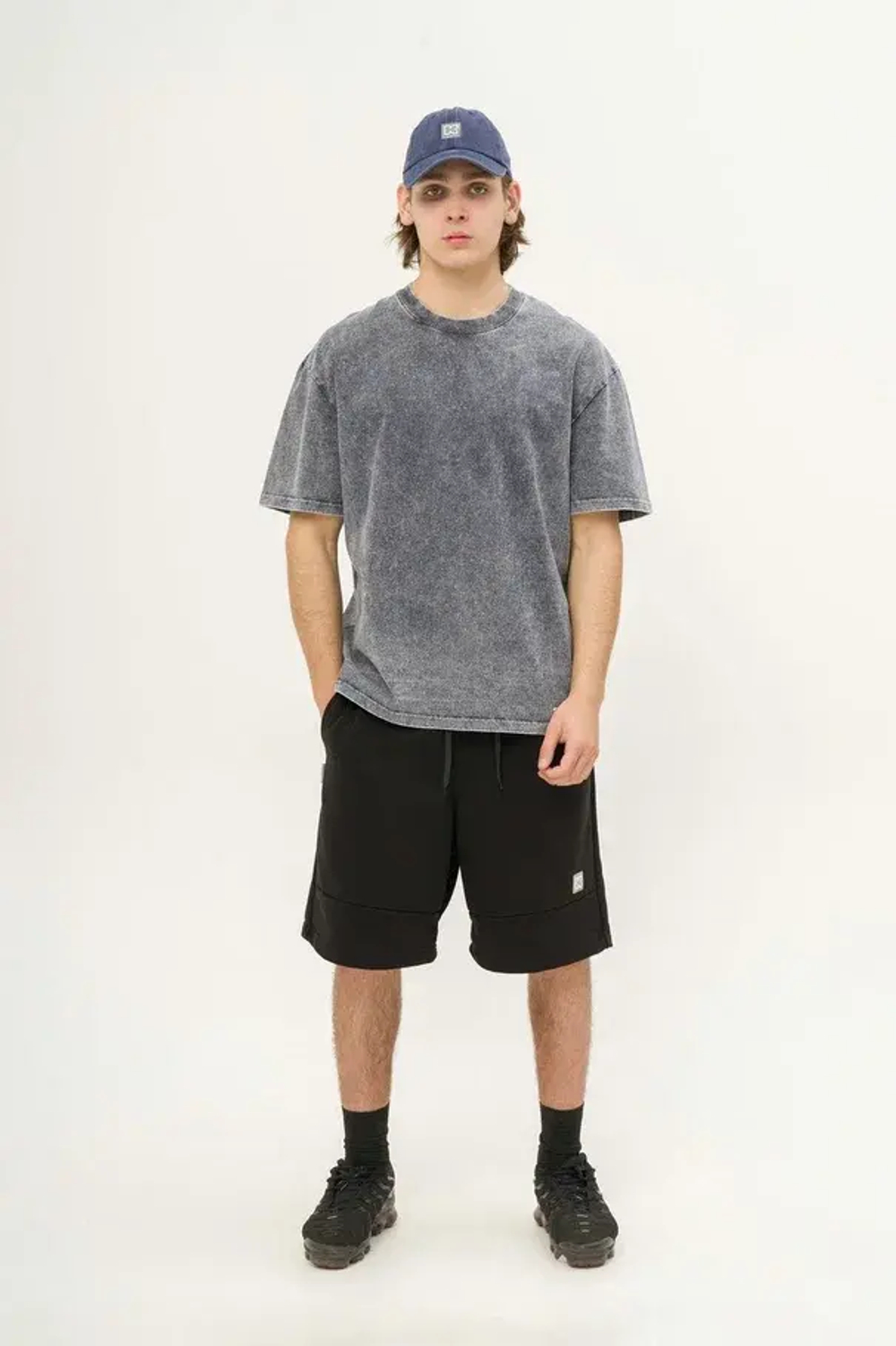 Футболка КУЛЬТУРА oversize "Premium", garment dyed серо-синий