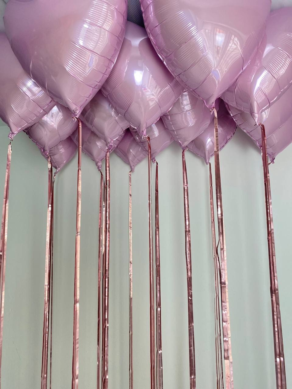 Шары сердца розовые под потолок №2849