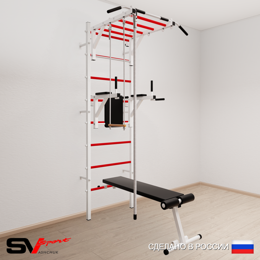 Шведская стенка Sv Sport усиленная 656 (Турник рукоход/Брусья/Скамья/Канат/Трапеция)