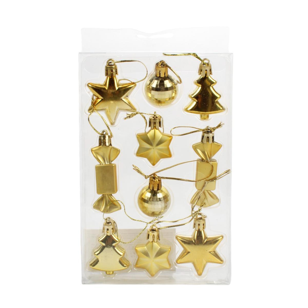 Набор подвесок "Праздничное настроение", золото, 10 шт. (Аспект)