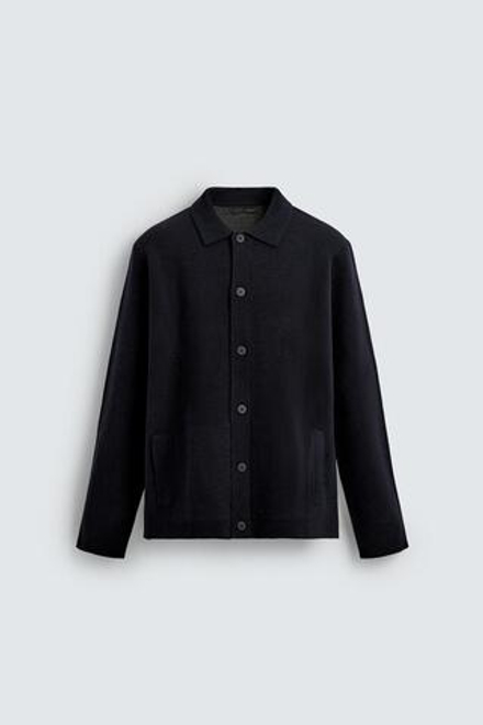 ZARA КАРДИГАН ИЗ РЕЛЬЕФНОЙ ТКАНИ С КАРМАНАМИ, МОРСКОЙ СИНИЙ